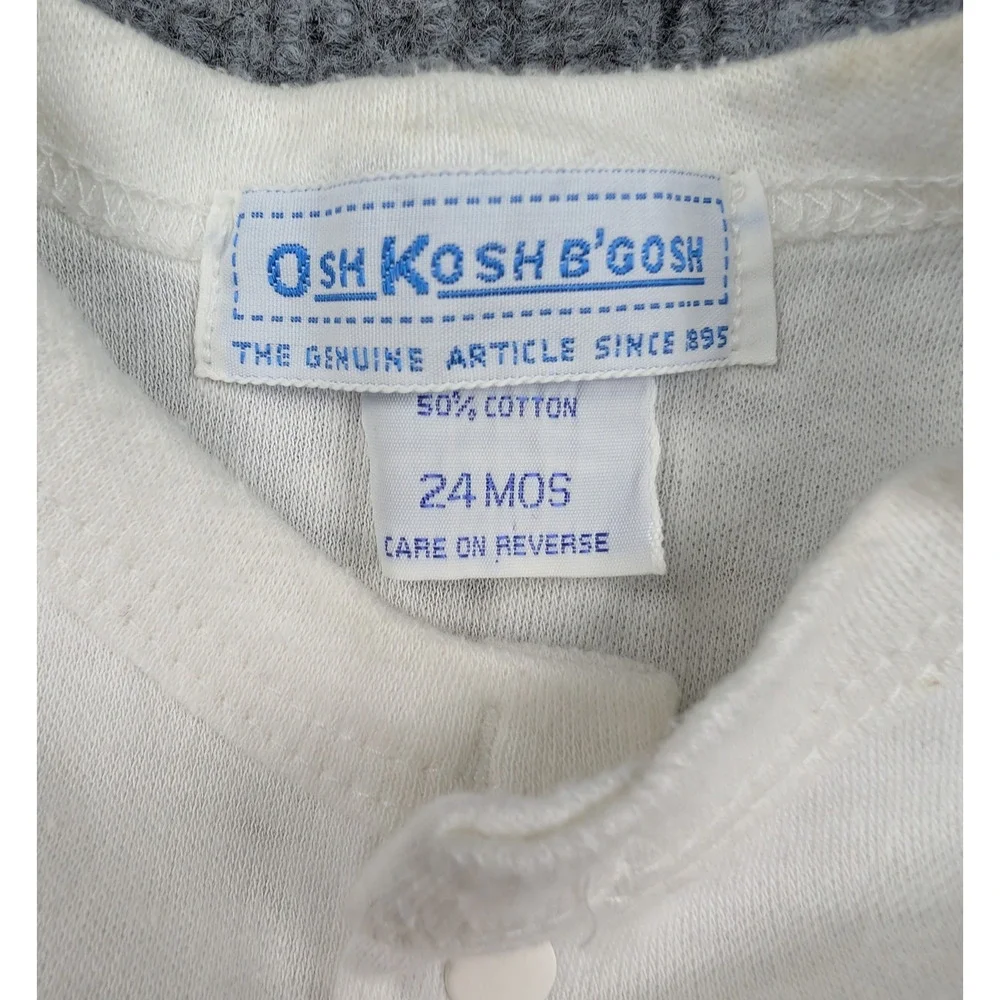 Vintage OshKosh BGosh Shirt Baby Boys 24M Genuine Article Tee Blue Retro Sporty